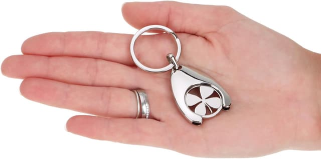 Detalle de com-four Portachiavi Angelo Custode con chip per carrello della spesa, design quadrifoglio (2 pezzi)