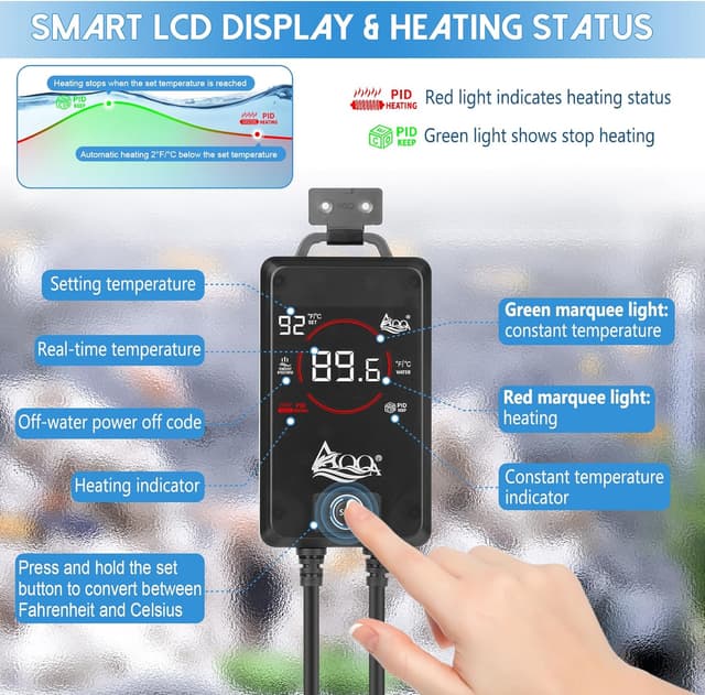 Thumbnail 1 de AQQA 500W Aquarium Heater for 53-80 Gallon