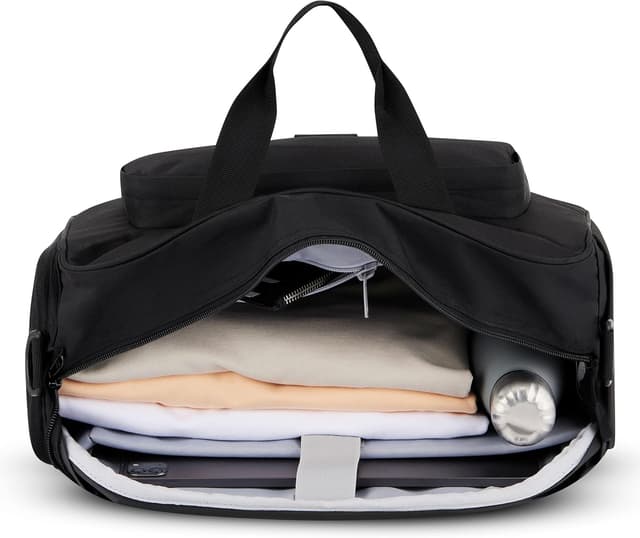 Detalle 2 de LARKSON Weekender Finja Medium (Schwarz) – stylische Reisetasche mit Schuhfach, Laptopfach bis 15 Zoll und 26 l Volumen
