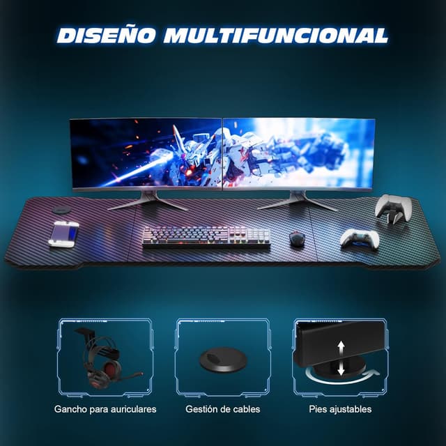 Thumbnail 5 de TRIUMPHKEY Mesa Gaming Z 80x52cm con Gancho para Auriculares 🖥