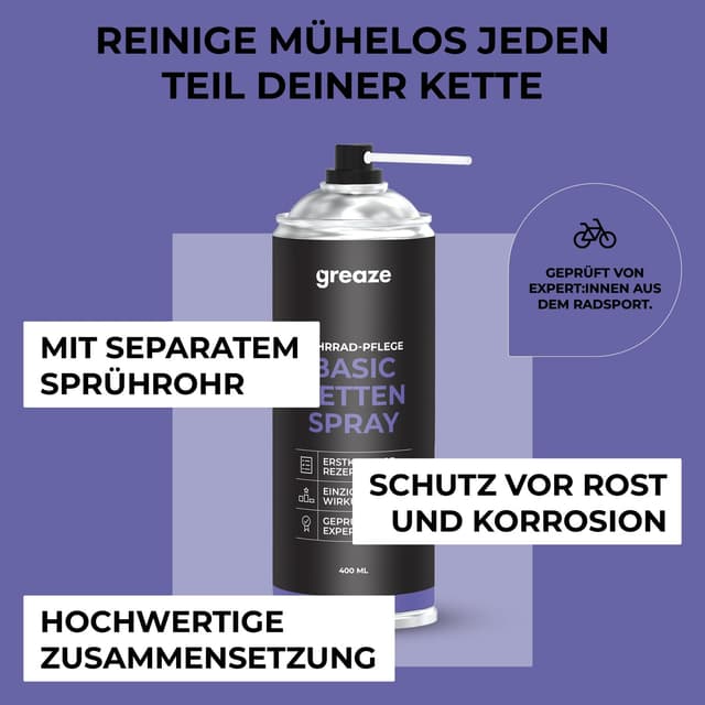 Detalle de URBAN ZWEIRAD Premium Kettenöl-Spray (Kettenspray Dryfluid) für Fahrradkette, Schaltwerk & Kette – 400 ml