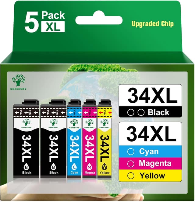 Detalle de GREENSKY cartucce 34XL compatibili Epson 34 XL (multipack 5 pezzi) per WF-3720 / WF-3725
