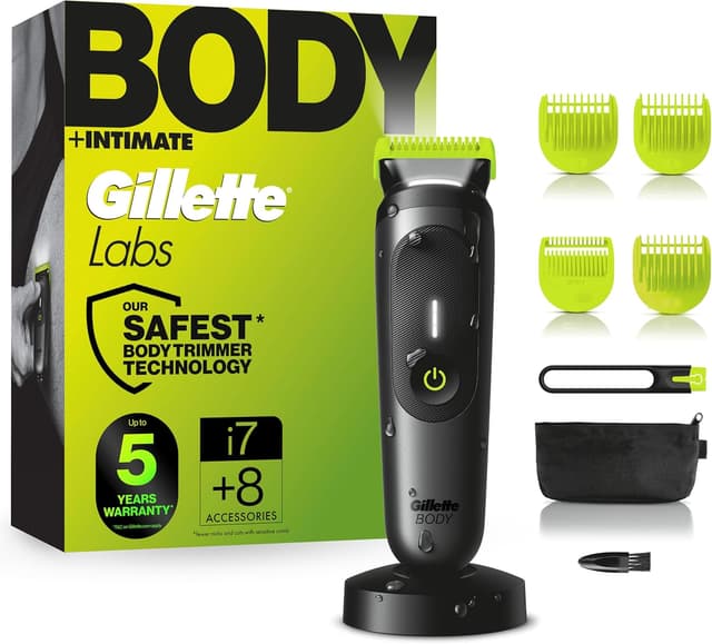 Detalle de Tondeuse Gillette Labs Body + Intimate Homme i7 : corps, zones intimes et usage sous la douche
