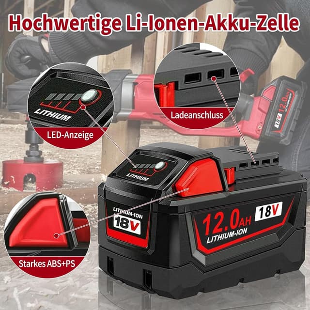 Detalle de Milwaukee kompatibler Akku 18V 12,0Ah