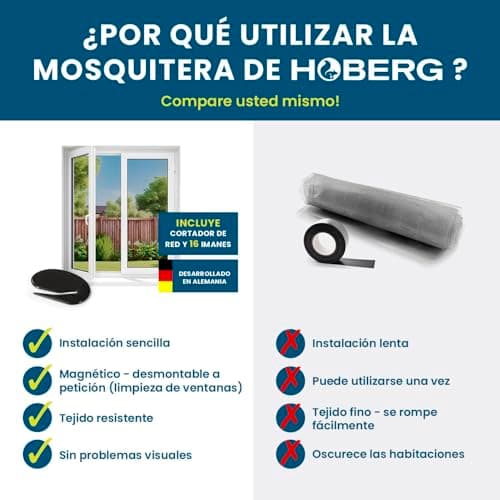 Thumbnail 8 de Hoberg Mosquitera para Ventanas con fijación magnética (negra) recortable hasta 150 x 130 cm