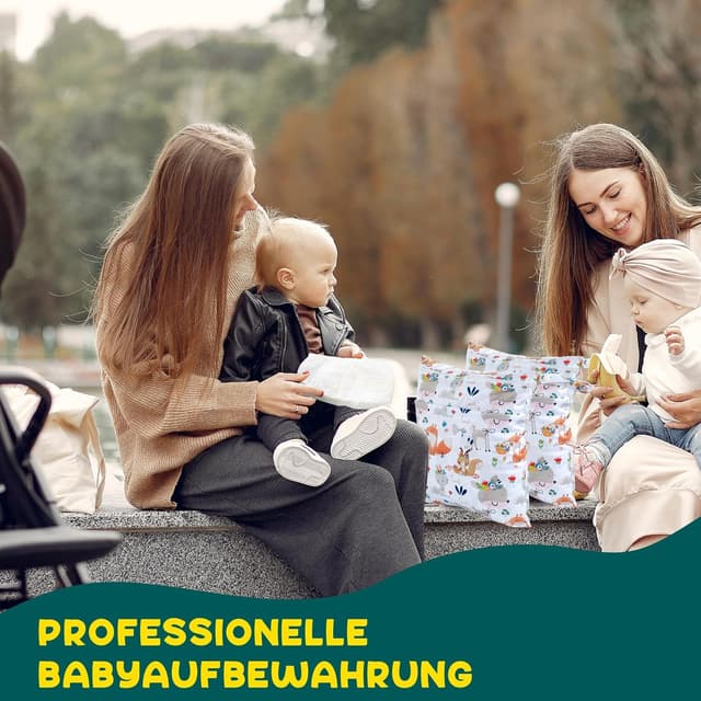 Detalle 2 de Loscarol 2er Set Wetbag (groß) für Kindergarten, Baby-Nappy-/Nassbeutel mit Doppelreißverschluss – Rabbit