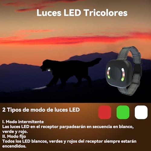 Detalle de Meloive collar de adiestramiento recargable para perros con alcance manual de hasta 3000 m y 4 modos