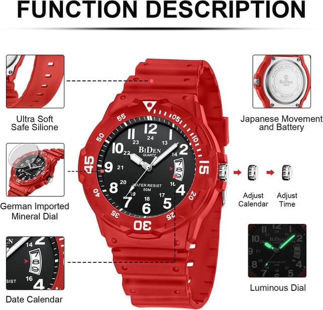 Thumbnail 6 de HANPOSH Herren Quarzuhren 50 m Wasserdicht mit Datum