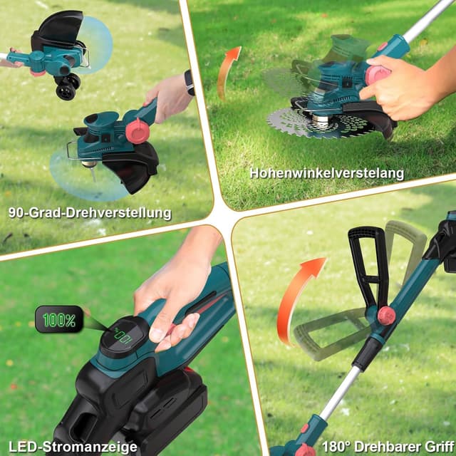 Detalle de Rasentrimmer mit 21V Akku 2-in-1 (750W bürstenlos) inklusive 2x 4,0Ah Ladegerät und 6 Klingentypen