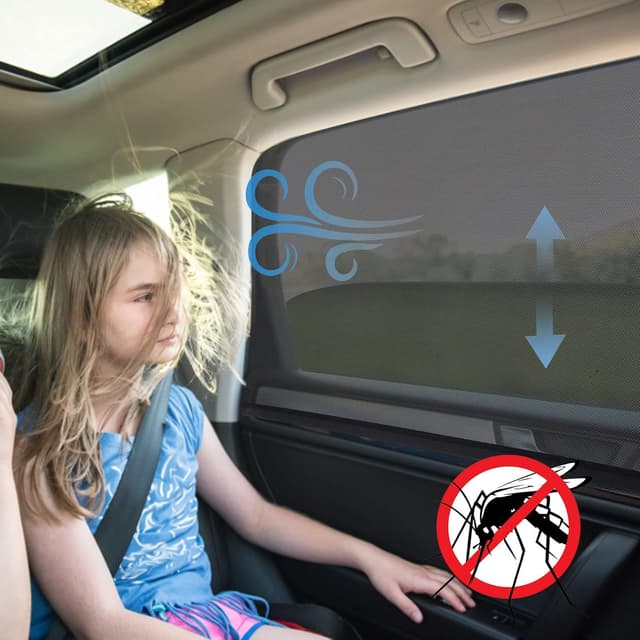 Detalle de Lechin Sonnenschutz Auto Baby – Universal Auto-Sonnenschutz Netz Kinder, XL (2 Stück) für Seitenscheiben