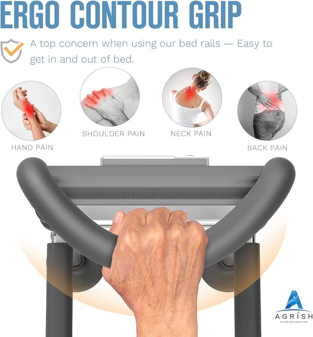 Detalle de Agrish Bed Rails for Elderly Adults – Bed Assist Rail with LED Light & Storage Pouch (Single/Double fits)