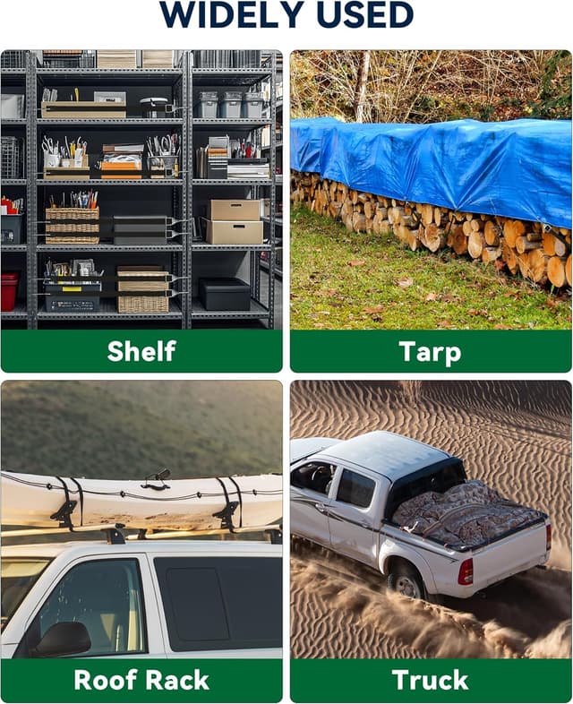 Detalle de LuckyStraps 18-Inch Heavy-Duty Rubber Bungee Cords (12 Pack) with Upgraded S-Hooks