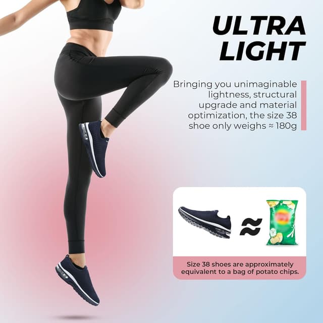 Detalle de Littleplum Damen Slip-On Sneaker mit atmungsaktivem Mesh und elastischen Schnürsenkeln