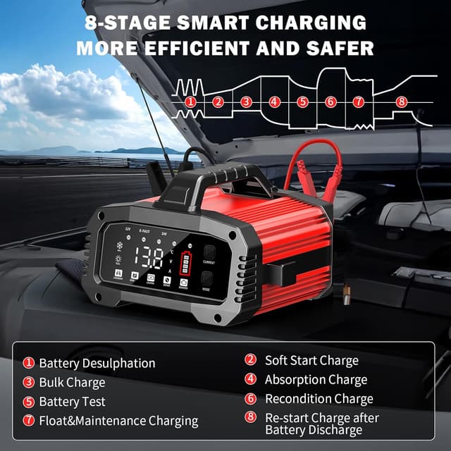 Thumbnail 6 de Caricabatterie auto 12V 25A / 24V 15A con BOOSTER e funzioni per LiFePO4, AGM, Gel, SLA