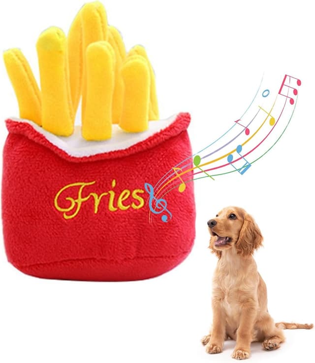 Detalle de OWITER Parrot Squeaky Dog Toy with Crinkle Tail & Rope Feet (red parrot) for small, medium and large dogs