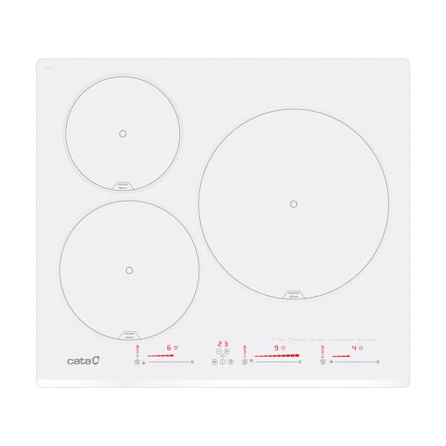 Detalle de Cata Placa de inducción con 3 zonas de cocción 6003 E2 WH