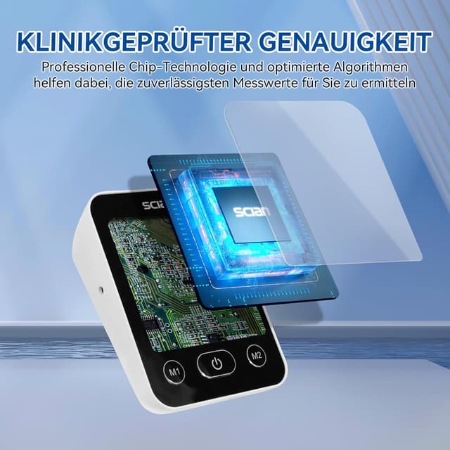 Detalle de Scian Oberarm-Blutdruckmessgerät für zuhause mit großer Manschette 22–42 cm und 2x100 Speicherplätzen