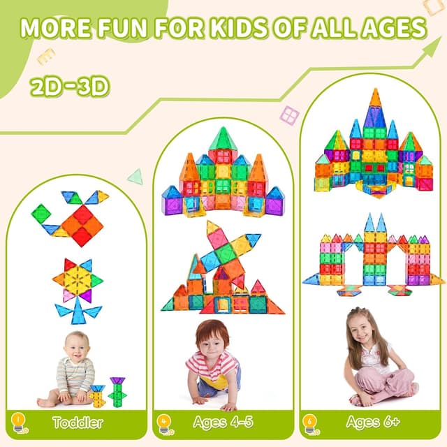 Detalle de Katiago Magnetische Bausteine (64 Teile) – magnetisches Konstruktionsspielzeug für Kinder ab 3 Jahren mit 1 Auto