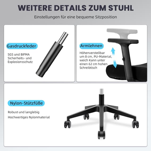 Thumbnail 5 de Durrafy Ergonomischer Bürostuhl