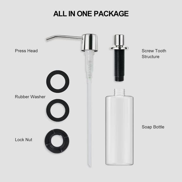 Detalle 2 de AIKE distributeur de savon encastrable 500 ml en acier inox SUS304 pour évier