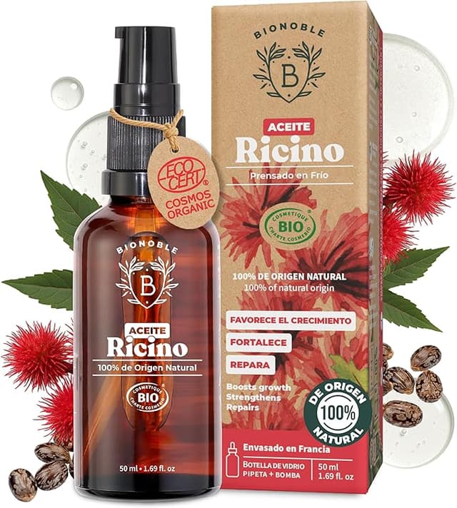 Imagen de Bionoble Aceite de Ricino Orgánico 50ml 🌱 Para Pestañas, Cejas, Cabello en OfertitasTOP