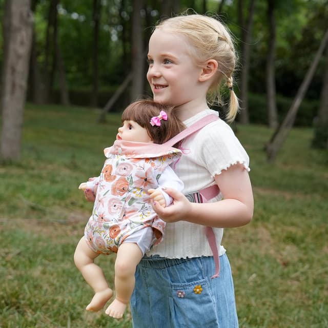 Detalle 2 de GAGAKU Puppentrage Kinder Babypuppentrage mit Kreuz-Schultergurten, vorne und hinten – Rosen