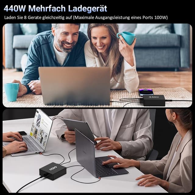 Thumbnail 4 de HSSNS USB-C Ladegerät Mehrfach 440W 8 Ports für MacBook