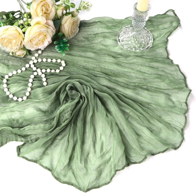 Thumbnail 6 de 6 Pack Sage Green Cheesecloth Table Runner 10Ft