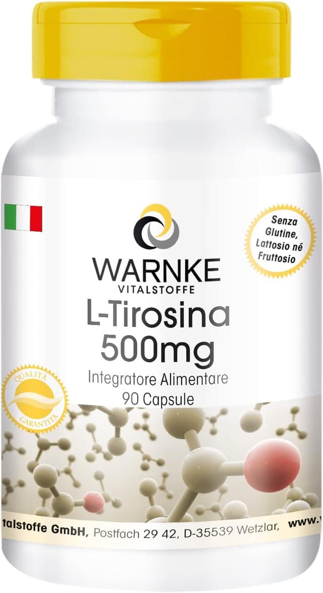 Detalle de Warnke L‑Tirosina 500 mg 90 capsule vegane 💊