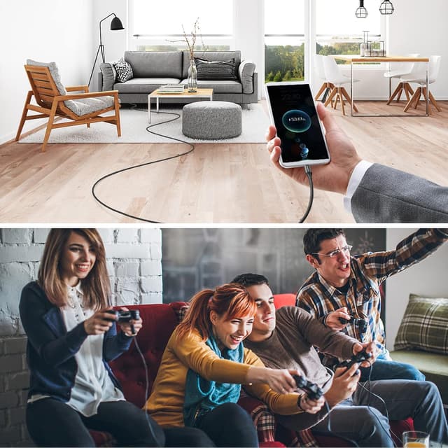 Detalle de ANMIEL Ultralanges Micro-USB-Kabel (5 m) mit Schnellladung bis 2,4 A und Datenübertragung bis 480 Mbit/s