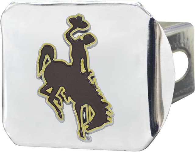 Detalle de FANMATS 22646 Wyoming Cowboys Chrome Hitch Cover with 3D Color Emblem