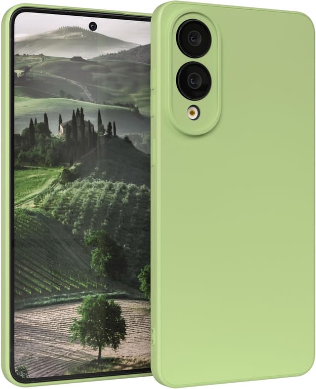 Detalle de EAZY CASE Silikonhülle für Galaxy S25 Edge – mattschützendes TPU/TPU-ähnliches Cover mit Kameraschutz (Hellgrün)
