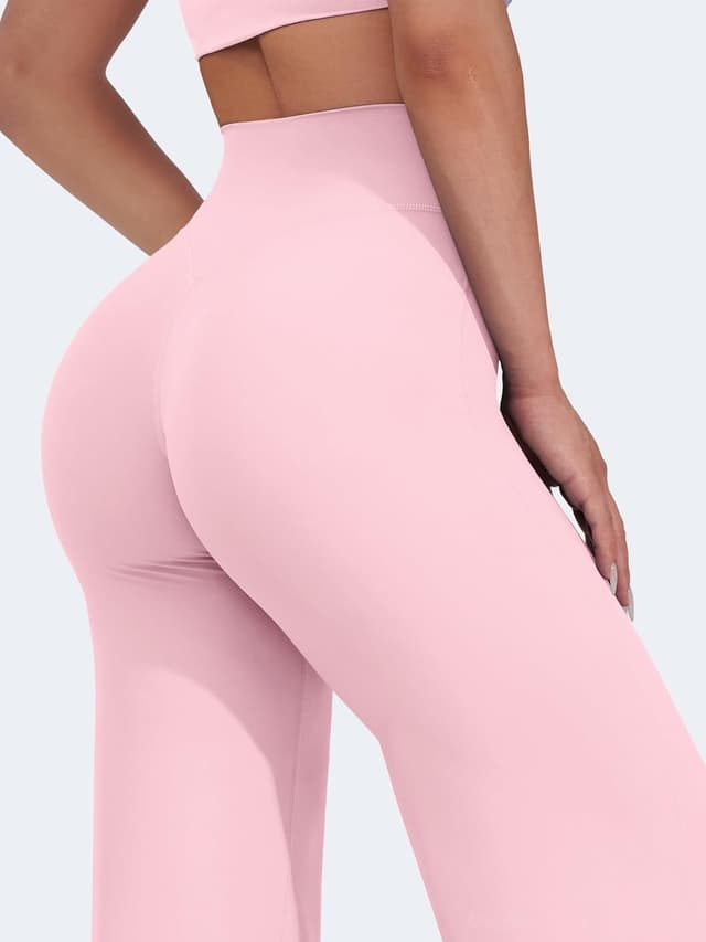 Detalle de VOYJOY High-Waist Wide-Leg Straight Leggings Pants for Women (Stretch Sweatpants)