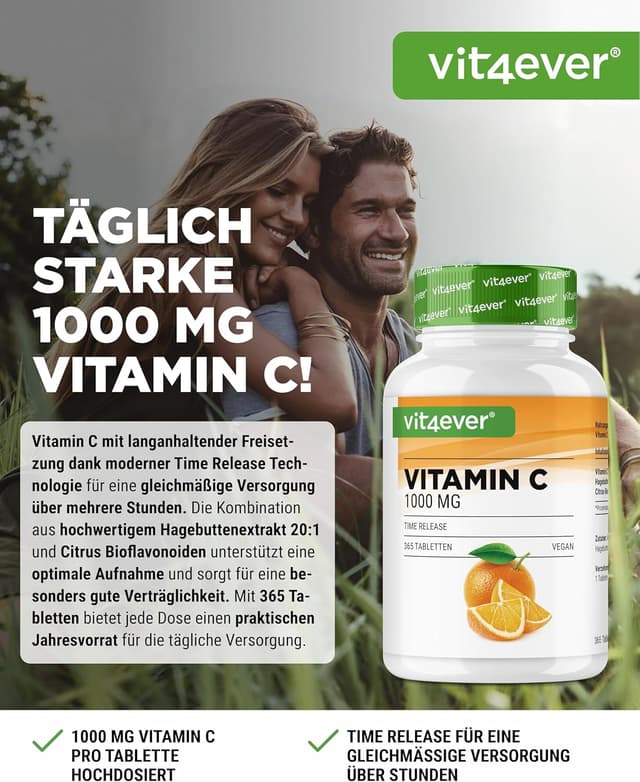 Detalle 2 de vit4ever Vitamin C 1000 mg Jahresvorrat