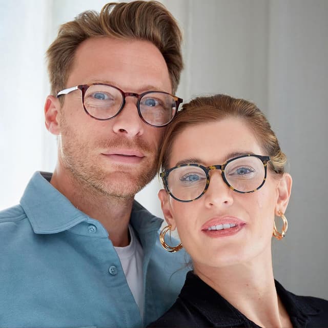 Detalle de OPULIZE MET Bluelight-Lesebrille (schmal, rund) mit Federscharniere – 3er- und 4er-Pack, inkl. Etui, Grad +3,50