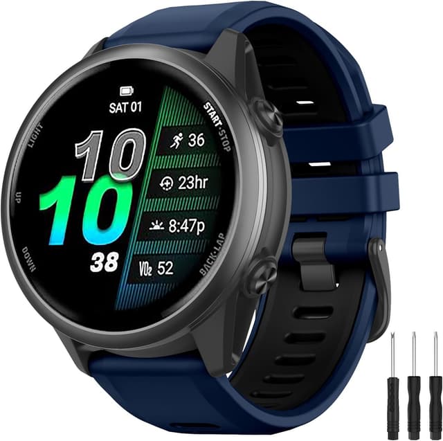 Detalle de OVERSTEP 22mm silicone replacement watch band for Garmin Forerunner 970/965/955/945 and Descent G1/G1 Solar