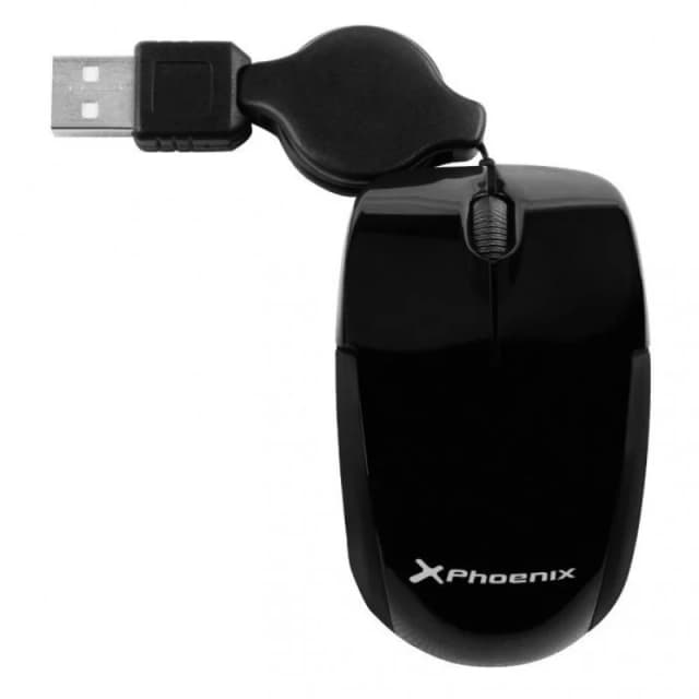 Detalle de Phoenix Mini Ratón Óptico USB Retráctil 800DPI en negro