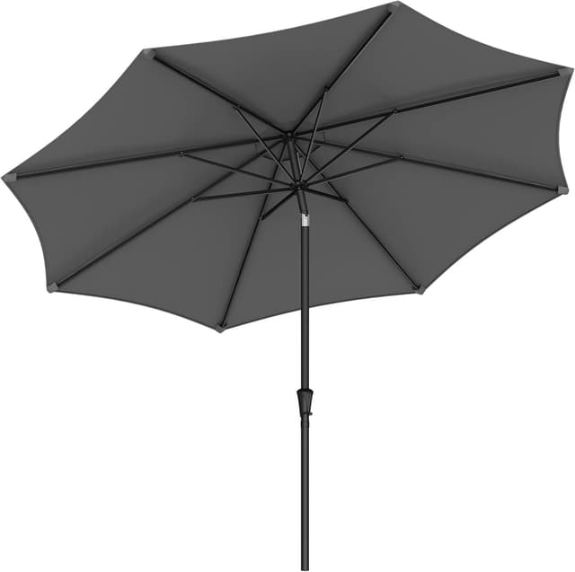 Detalle de SONGMICS Sonnenschirm 340 cm UPF 50+ (GPU045G01) – knickbar beidseitig, mit Kurbel, grau