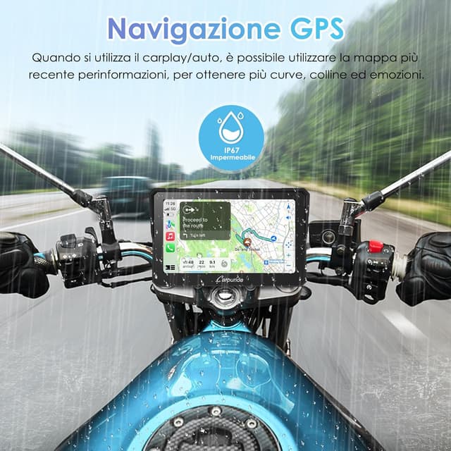 Thumbnail 3 de Carpuride W702 schermo CarPlay per moto 7" impermeabile
