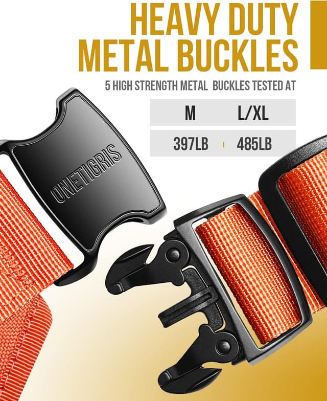 Detalle de OneTigris Large Tactical Dog Harness (No-Pull, Adjustable) with Handle, Hook & Loop Panels – L