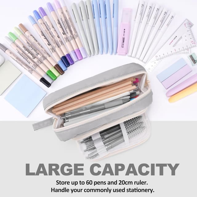 Detalle de COLOCASTLE Federmäppchen Mäppchen mit 3 Fächern und großer Kapazität (20 x 12 x 5 cm)