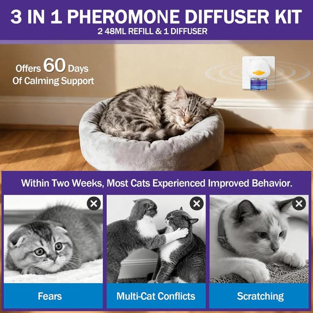 Detalle de Banydoll 6 Cat Calming Diffuser Refills – cat pheromone refills for relaxation (6-month supply)