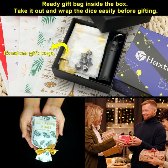 Detalle de Haxtec Mini-Würfel-Set aus Metall mit Schlüsselanhänger (D6 extrem klein)