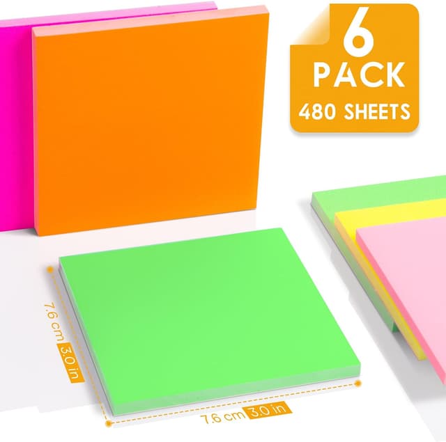 Detalle 2 de Elektrostatisch selbstklebende & magnetische Haftnotizen (76 x 76 mm) – 480 Blatt in 6 Farben