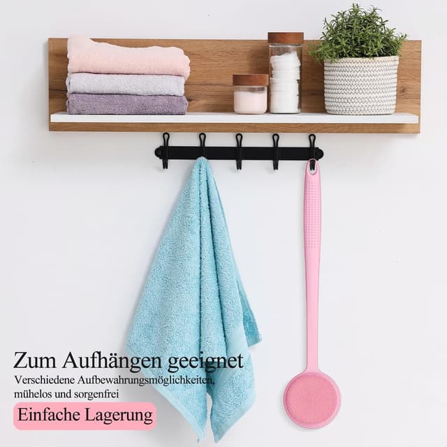 Detalle 2 de Rückenbürste Dusche aus Silikon mit langem Stiel – doppelseitig, Massage- und Peelingbürste für Körper