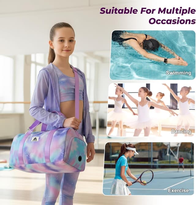 Thumbnail 6 de Flintronic Sporttasche für Mädchen & Damen – kleine Schwimmtasche mit Nassfach und Schuhfach, lila