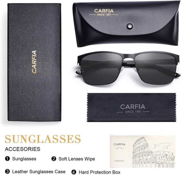 Thumbnail 3 de CARFIA Polarisierte Herren Sonnenbrille Metallrahmen UV400