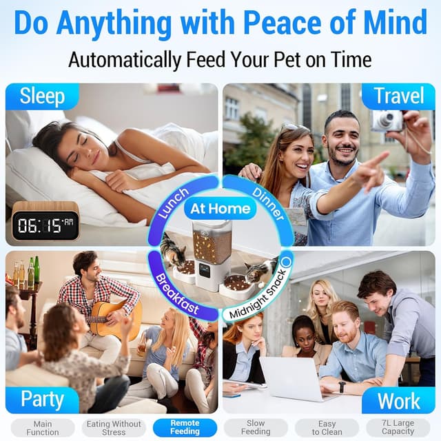 Detalle 2 de 5G WiFi Automatic Cat Feeder 7L for 2 Cats 🐱