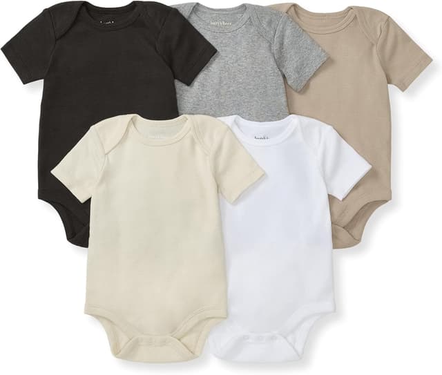 Detalle de Burt's Bees Baby Bodysuits (Short Sleeve & Long Sleeve), 100% Organic Cotton, Pack of 5