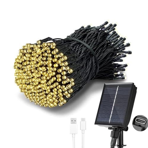 Detalle de Tacobey Guirnalda de luces exterior solar 20 m con 200 LED, 8 modos e IP65